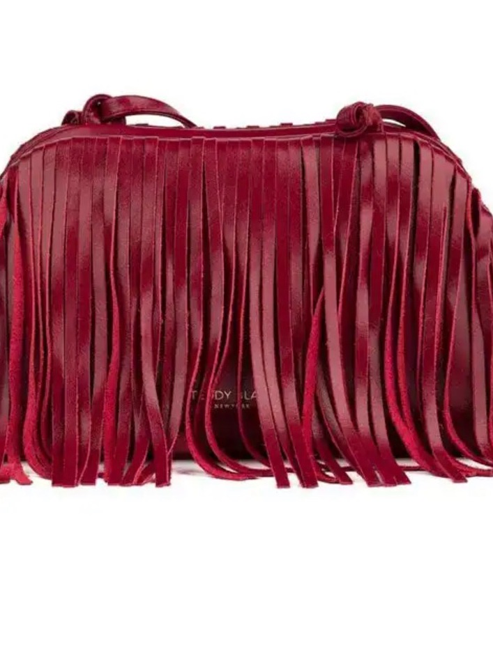 Aria Burgundy Leather Fringe Crossbody